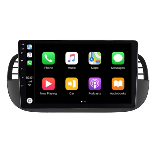 Fiat 500 (2007-2015) BLACK Plug & Play Head Unit Upgrade Kit: Car Radio with Wireless & Wired Apple CarPlay & Android Auto