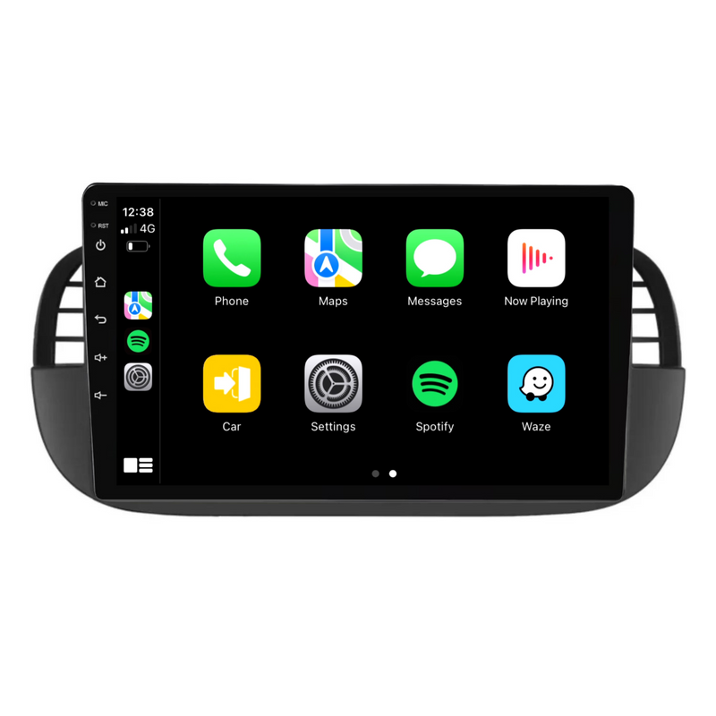 Load image into Gallery viewer, Fiat 500 (2007-2015) BLACK Plug & Play Head Unit Upgrade Kit: Car Radio with Wireless & Wired Apple CarPlay & Android Auto