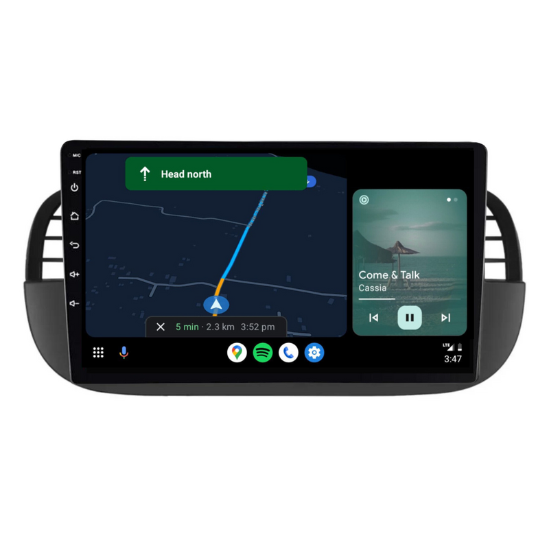 Load image into Gallery viewer, Fiat 500 (2007-2015) BLACK Plug & Play Head Unit Upgrade Kit: Car Radio with Wireless & Wired Apple CarPlay & Android Auto