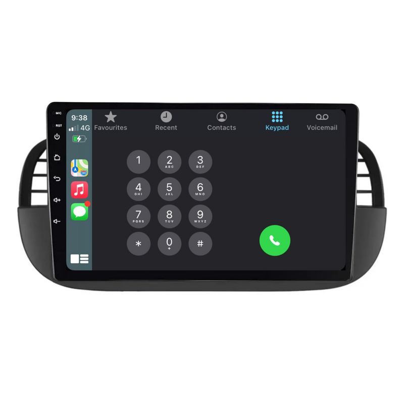 Load image into Gallery viewer, Fiat 500 (2007-2015) BLACK Plug & Play Head Unit Upgrade Kit: Car Radio with Wireless & Wired Apple CarPlay & Android Auto