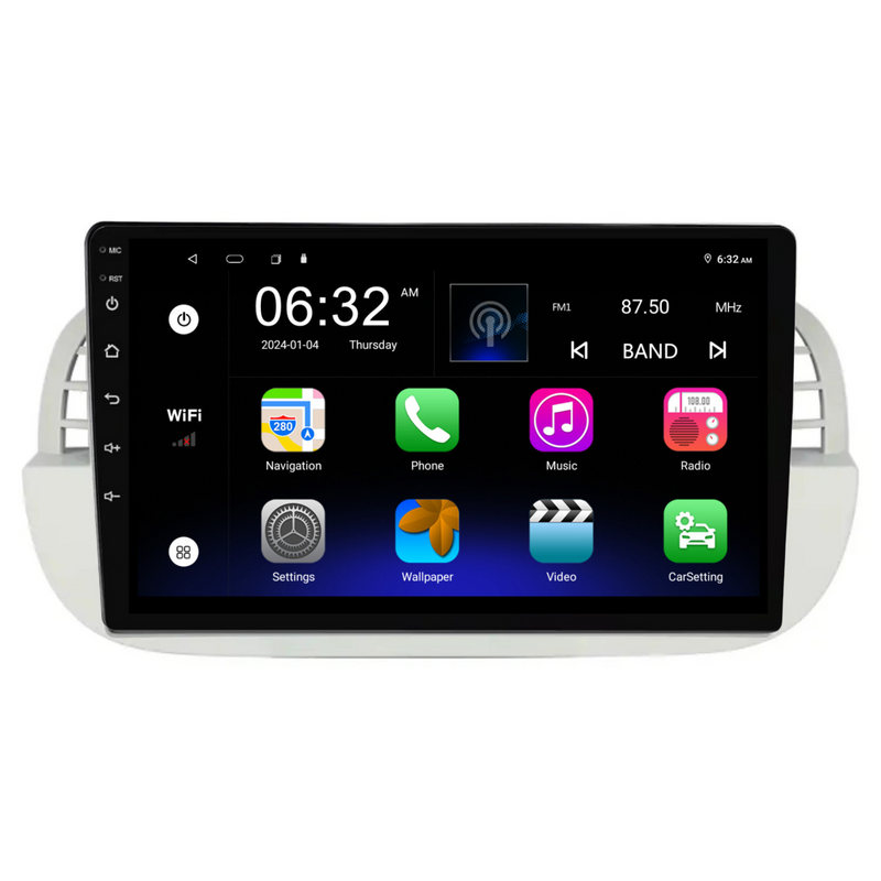 Load image into Gallery viewer, Fiat 500 (2007-2015) SILVER Plug & Play Head Unit Upgrade Kit: Car Radio with Wireless & Wired Apple CarPlay & Android Auto