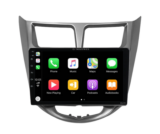 Hyundai Solaris/Accent AUTO AC (2010-2016) Plug & Play Head Unit Upgrade Kit: Car Radio with Wireless & Wired Apple CarPlay & Android Auto