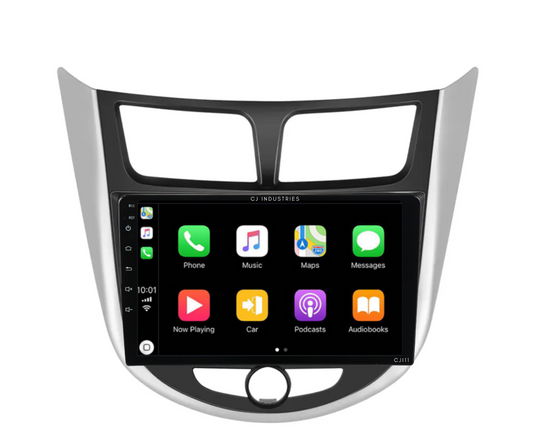 Hyundai Solaris/Accent Manual AC (2010-2016) Plug & Play Head Unit Upgrade Kit: Car Radio with Wireless & Wired Apple CarPlay & Android Auto