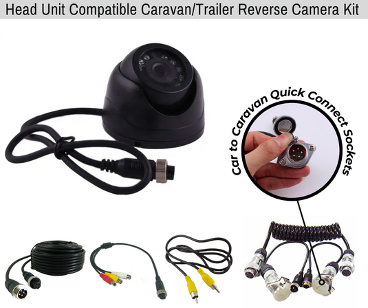 Head Unit Compatible Caravan / Trailer Reverse Camera Kit (Dome) - 4 Pin Aviation Cable