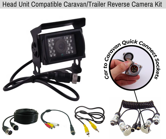 Head Unit Compatible Caravan / Trailer Reverse Camera Kit (Standard) - 4 Pin Aviation Cable