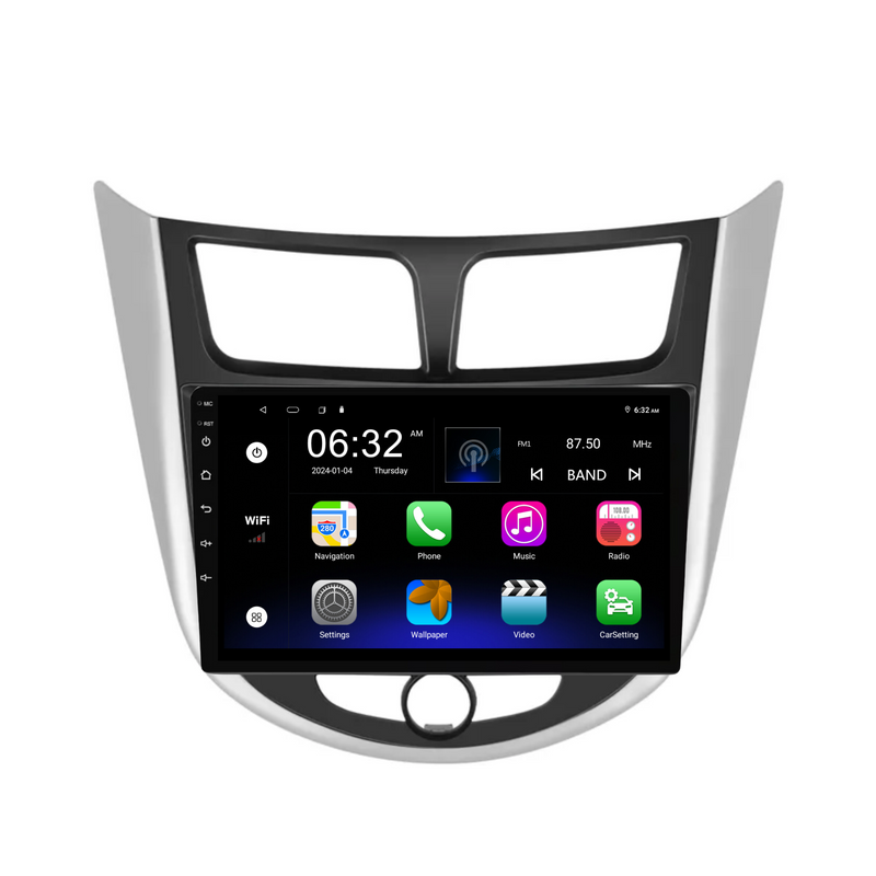 Load image into Gallery viewer, Hyundai Solaris/Accent Manual AC (2010-2016) Plug & Play Head Unit Upgrade Kit: Car Radio with Wireless & Wired Apple CarPlay & Android Auto