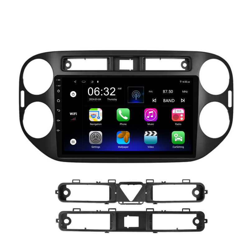 Load image into Gallery viewer, Volkswagen Tiguan BLACK (2010-2016) Plug & Play Head Unit Upgrade Kit: Car Radio with Wireless & Wired Apple CarPlay & Android Auto
