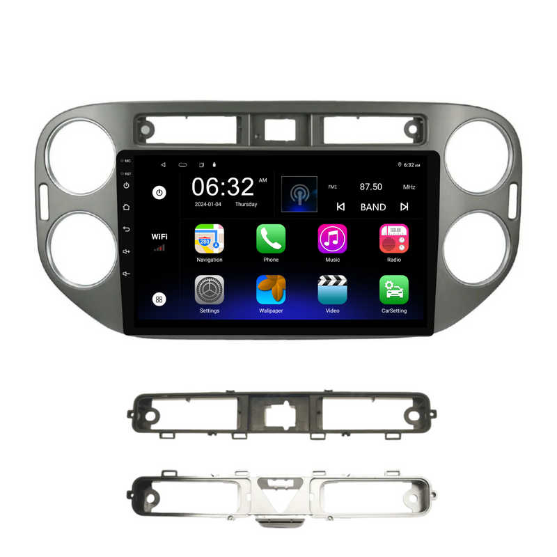 Load image into Gallery viewer, Volkswagen Tiguan SILVER (2010-2016) Plug & Play Head Unit Upgrade Kit: Car Radio with Wireless & Wired Apple CarPlay & Android Auto