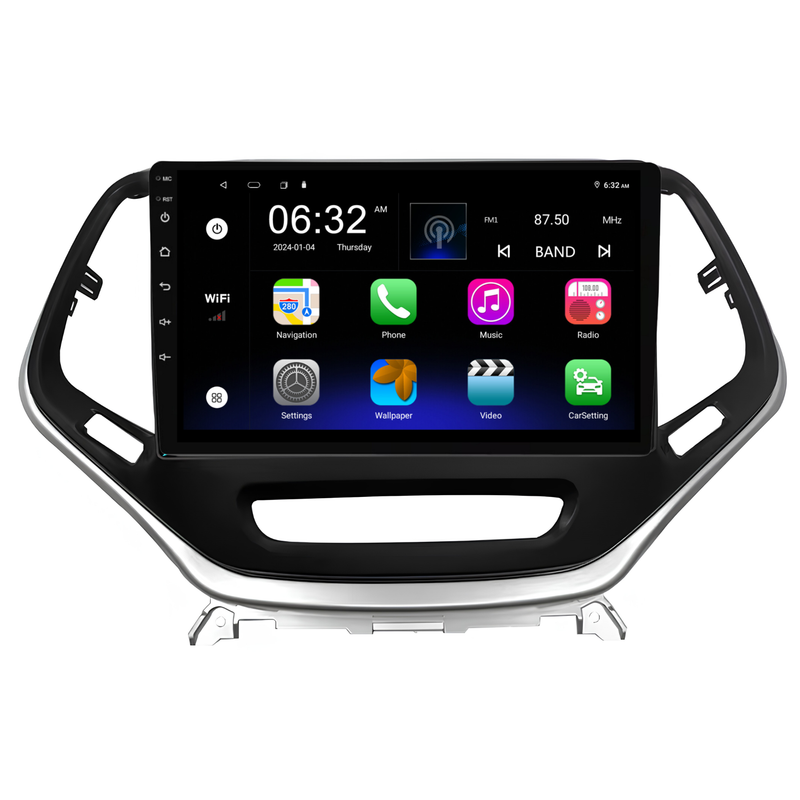 Load image into Gallery viewer, Jeep Cherokee (2014-2019) Plug & Play Head Unit Upgrade Kit: Car Radio with Wireless & Wired Apple CarPlay & Android Auto