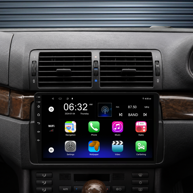Load image into Gallery viewer, BMW E46 3 Series & M3 (1998-2005) Plug & Play Apple CarPlay & Android Auto Head Unit Upgrade Kit – Wireless Touchscreen GPS Stereo Replacement