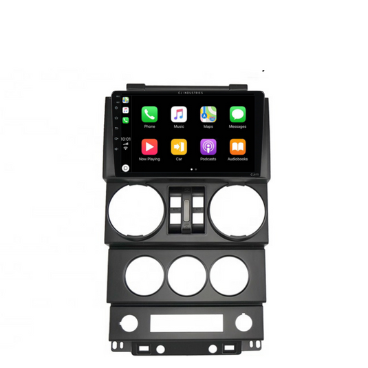 Jeep Wrangler 4 Door (2008-2010) Plug & Play Head Unit Upgrade Kit: Car Radio with Wireless & Wired Apple CarPlay & Android Auto