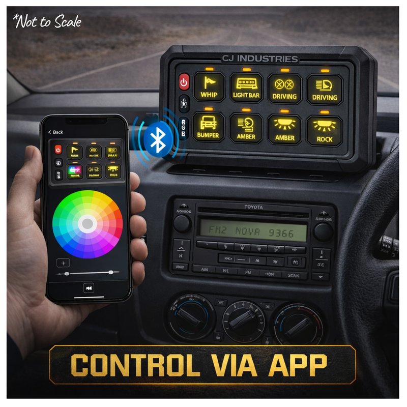 Load image into Gallery viewer, CJ Industries 8 Gang 4x4 Switch Control Circuit Panel (with Bluetooth)
