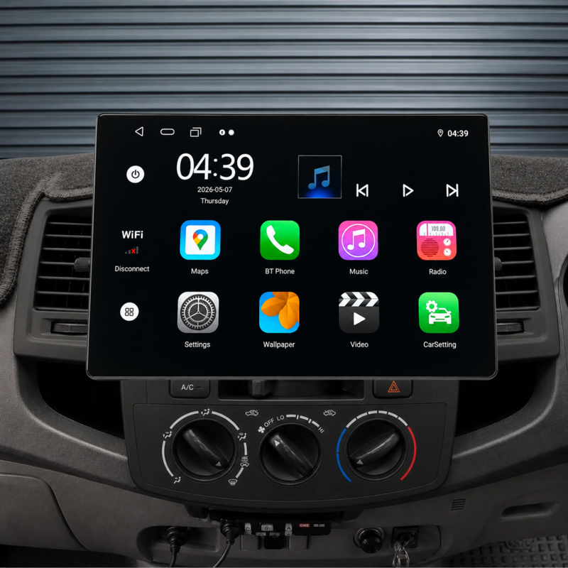 Load image into Gallery viewer, Toyota Hilux / N70 Manual AC 13.1" HD Ultra-Large (2005-2014) Plug &amp; Play Head Unit Upgrade Kit: Car Radio with Wireless &amp; Wired Apple CarPlay &amp; Android Auto
