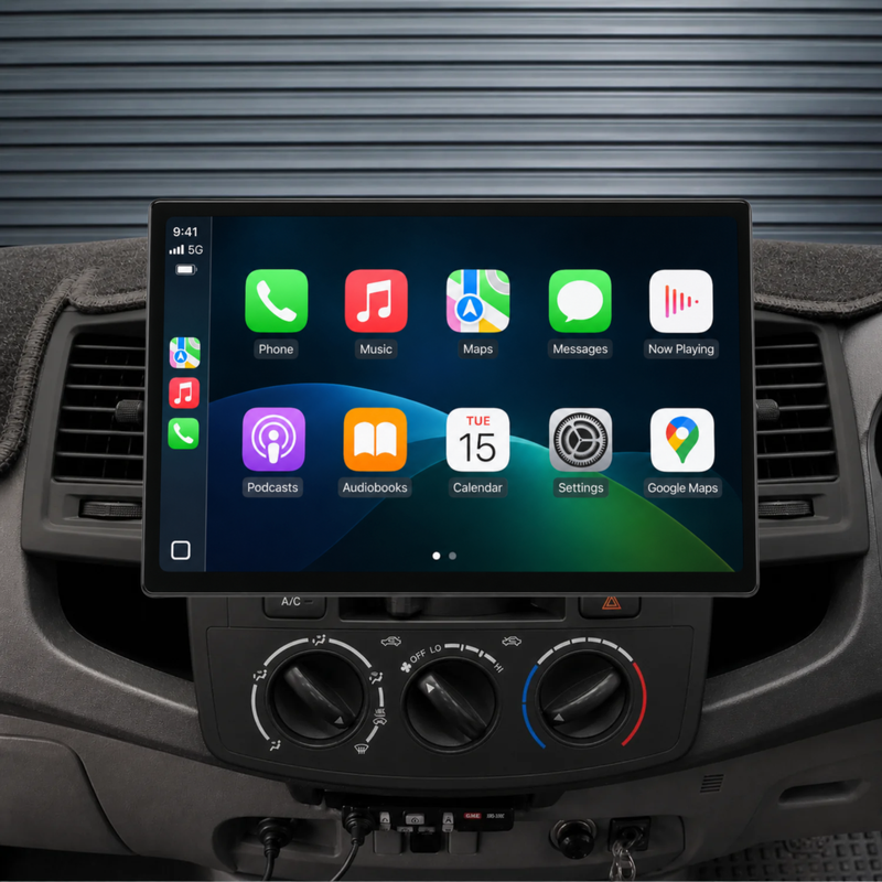 Load image into Gallery viewer, Toyota Hilux / N70 Manual AC 13.1" HD Ultra-Large (2005-2014) Plug &amp; Play Head Unit Upgrade Kit: Car Radio with Wireless &amp; Wired Apple CarPlay &amp; Android Auto
