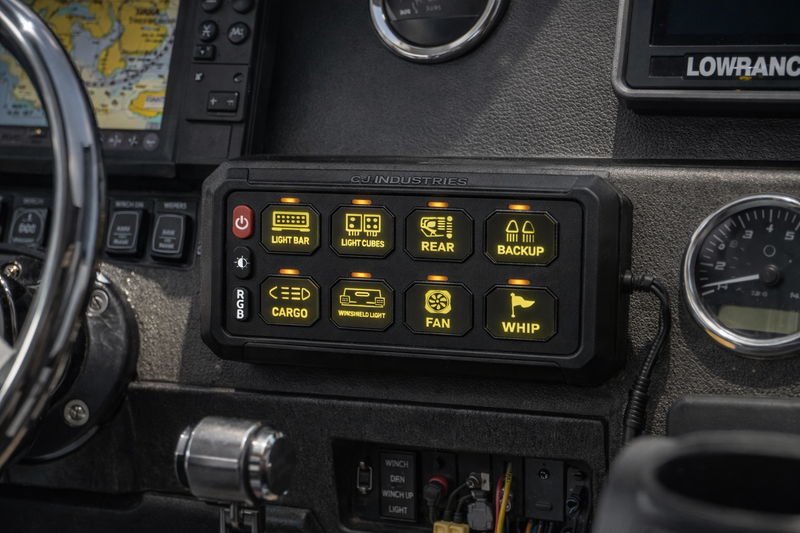 Load image into Gallery viewer, CJ Industries 8 Gang 4x4 Switch Control Circuit Panel (with Bluetooth)
