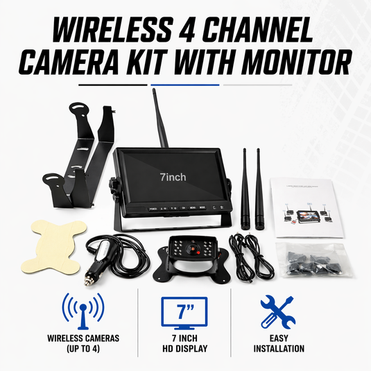 CJ INDUSTRIES 7” Wireless 4-Channel Reverse Camera & Monitor System for Trucks & Caravans