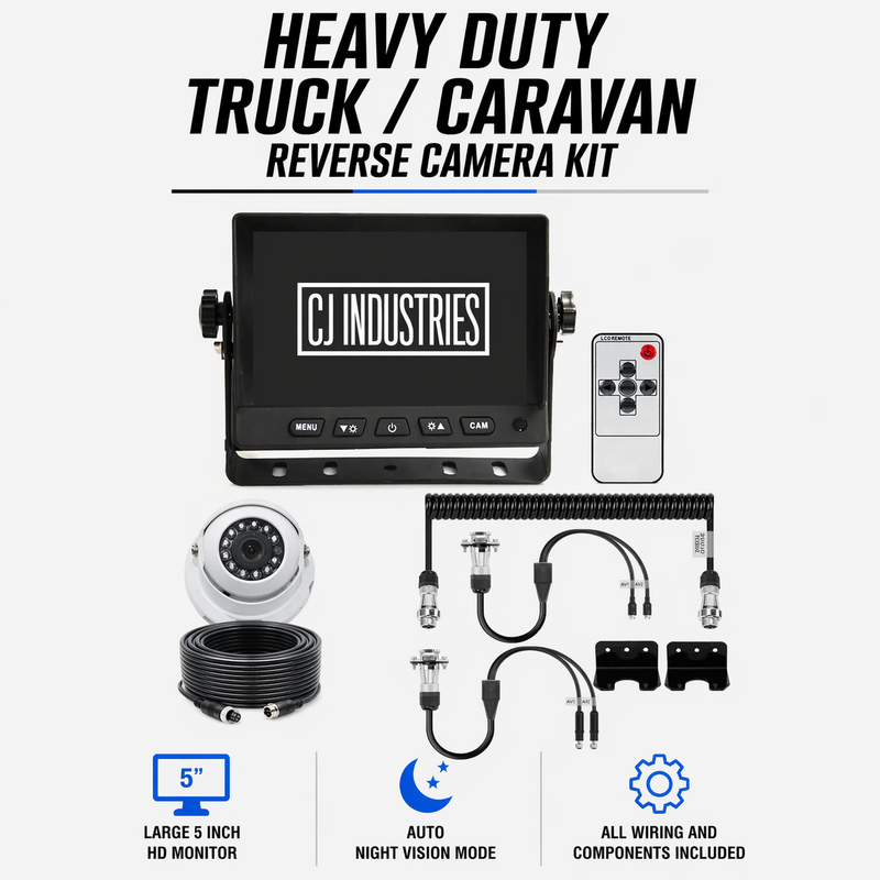 Load image into Gallery viewer, Heavy Duty Caravan / Truck Reverse Camera Kit with Monitor + Suzy Coil Quick Connect Kit

