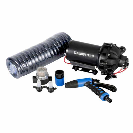 CJ INDUSTRIES 12V High Pressure Water Pump Kit – Portable Camping / Caravan & 4WD Cleaning Spray System (20.8 LMP)
