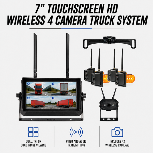 CJ INDUSTRIES 7" Wireless Rear Observation Camera System with 4 Cameras