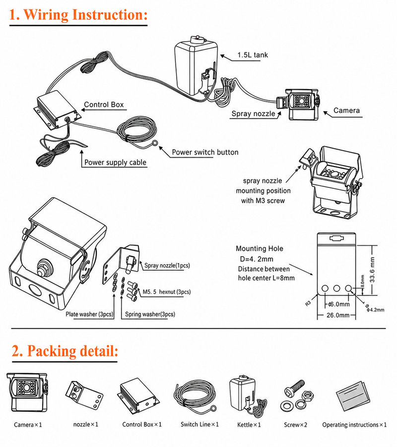 Load image into Gallery viewer, CJ INDUSTRIES IP69K HD Reverse Camera with Water Jet Lens Washer &amp; Night Vision
