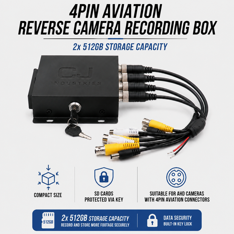 Load image into Gallery viewer, CJ INDUSTRIES 4 Channel 4-Pin Aviation Camera DVR Recorder – 1080P Vehicle Recording System for Reverse Cameras

