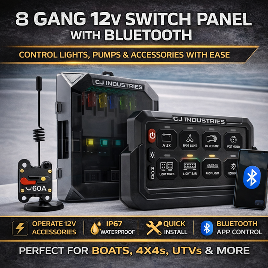 CJ Industries 8 Gang 4x4 Switch Control Circuit Panel 12v/24v (with Bluetooth)