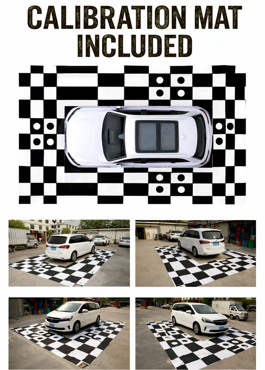 CJ INDUSTRIES 360° Degree Bird View Camera System with Calibration Mat – Full Surround View Parking Camera Kit for Cars, 4WD & Trucks