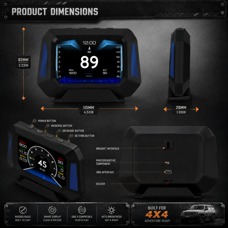 Load image into Gallery viewer, CJ INDUSTRIES Universal Car Head Up Display (HUD) System – GPS Speedometer Windshield Projection Screen for 4WD Truck Caravan &amp; Touring Vehicles
