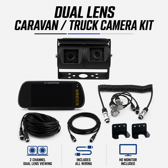 CJ INDUSTRIES Caravan / Truck Camera Package with Monitor - Dual Lens 2CH Camera System