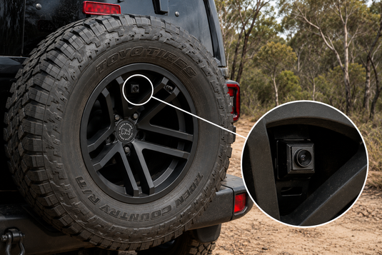 CJ INDUSTRIES Jeep Wrangler JL / JK Reverse Camera Kit – HD Spare Wheel Mount Rear Camera for Jeep Wrangler 2007-2025 | Plug & Play Waterproof Backup Camera Compatible with Aftermarket Head Units & Apple CarPlay Screens