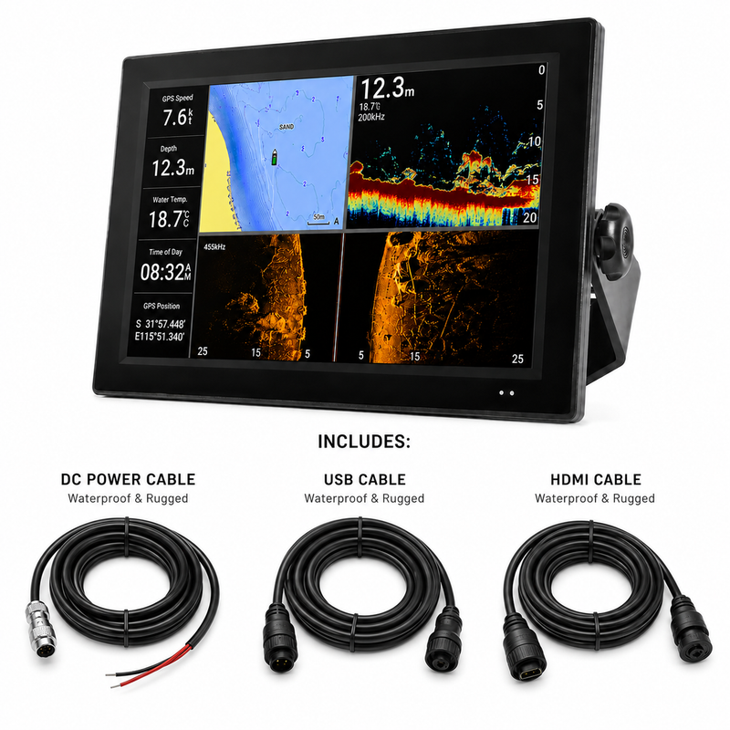Load image into Gallery viewer, CJ INDUSTRIES 18.5" Marine Command Display™ Full HD Touchscreen Fish Finder Monitor
