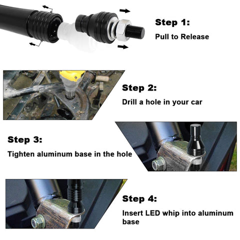 LED RGB 4x4 Antenna Whip Lights (3,4,5,6 Foot)