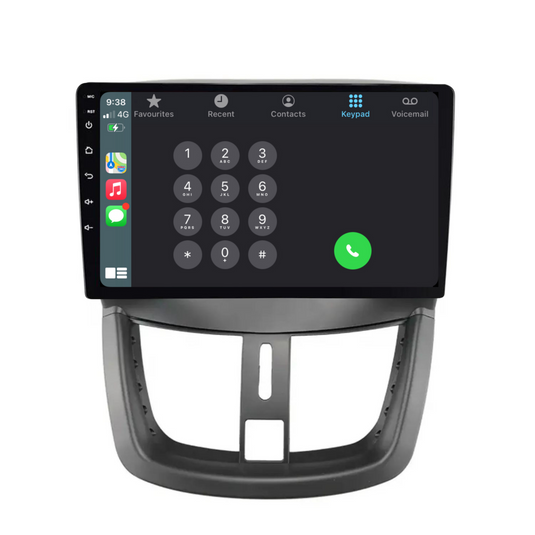 Podofo Autoradio Android 9" Pour Peugeot 207 2006-2015 – GPS WiFi Bluetooth Mirror Link FM RDS + Caméra Arrière, Écran Tactile Grand Format