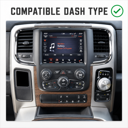 Dodge RAM 1500/2500 (2013-2019) Plug & Play Head Unit Upgrade Kit: Car Radio with Wireless & Wired Apple CarPlay & Android Auto