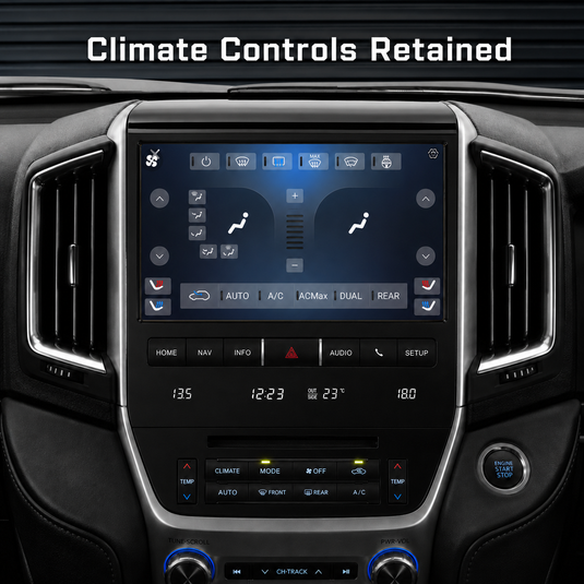Toyota Landcruiser 200 Series VX & Sahara (2016-2021) Plug & Play Head Unit Upgrade Kit: Car Radio with Wireless & Wired Apple CarPlay & Android Auto