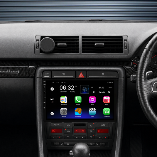 Audi A4 B6 B7 (2001-2008) Plug & Play Head Unit Upgrade Kit: Car Radio with Wireless & Wired Apple CarPlay & Android Auto
