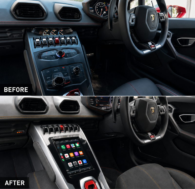 Load image into Gallery viewer, Lamborghini Huracan (2014-2018) 10.4" HD Plug &amp; Play Car Head Unit Dash Screen Upgrade Kit with Wireless CarPlay and Android Auto - Premium Dash Upgrade Kit
