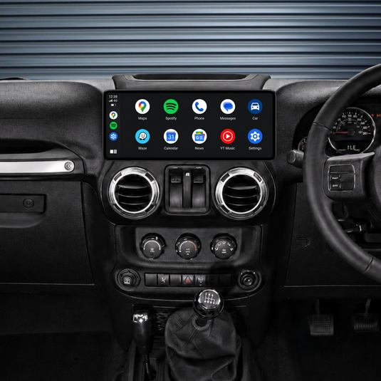 Jeep Wrangler 12.3" HD Large Screen (2011-2016) Plug & Play Head Unit Upgrade Kit: Car Radio with Wireless & Wired Apple CarPlay & Android Auto