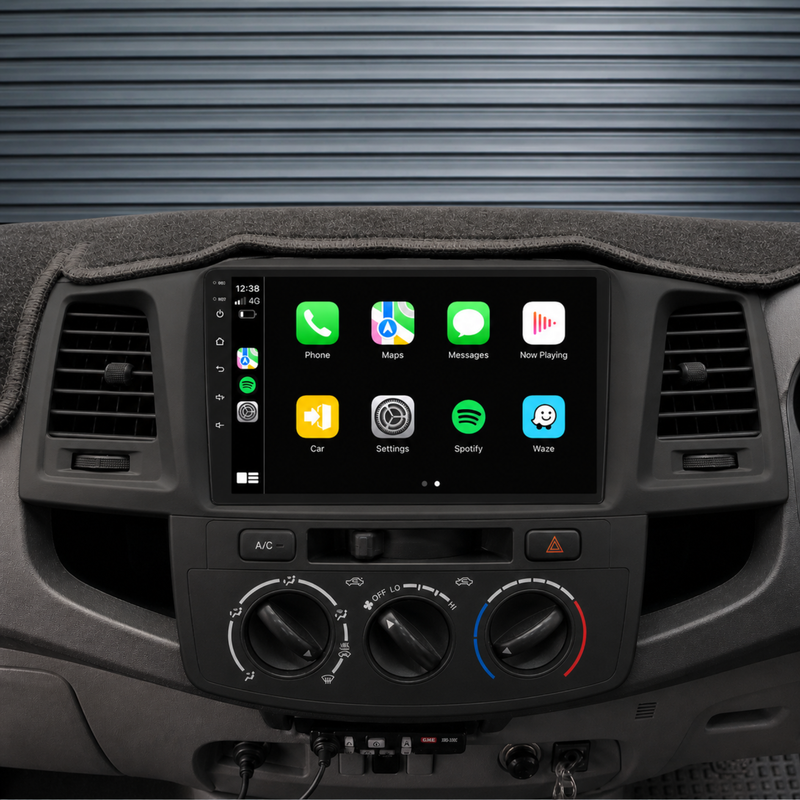 Load image into Gallery viewer, Toyota Hilux / N70 Manual AC - matte black (2005-2014) Plug &amp; Play Head Unit Upgrade Kit: Car Radio with Wireless &amp; Wired Apple CarPlay &amp; Android Auto
