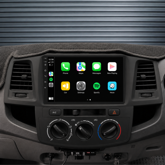 Toyota Hilux / N70 Manual AC - matte black (2005-2014) Plug & Play Head Unit Upgrade Kit: Car Radio with Wireless & Wired Apple CarPlay & Android Auto