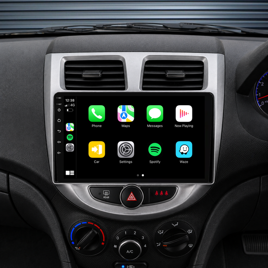 Hyundai Solaris/Accent AUTO AC (2010-2016) Plug & Play Head Unit Upgrade Kit: Car Radio with Wireless & Wired Apple CarPlay & Android Auto