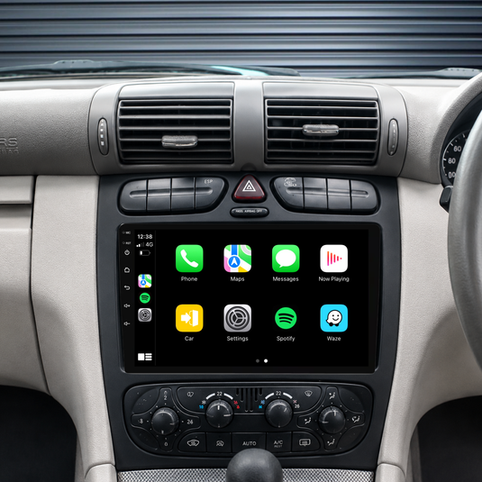 Benz C-Class / W203 / CLK / CL209 (2000-2004) Plug & Play Head Unit Upgrade Kit: Car Radio with Wireless & Wired Apple CarPlay & Android Auto